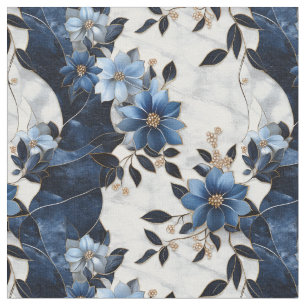 Tecido Flores Azuis no Marble