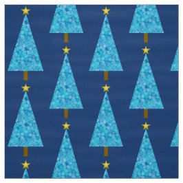 Tecido Flores azuis numa árvore de Natal moderna