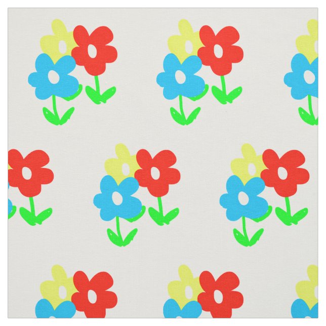 Tecido Flores azuis vermelhas amarelas do primavera no (Modelo)
