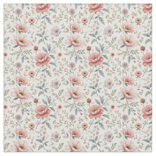 Tecido Flores Belas, Rosa e Branco