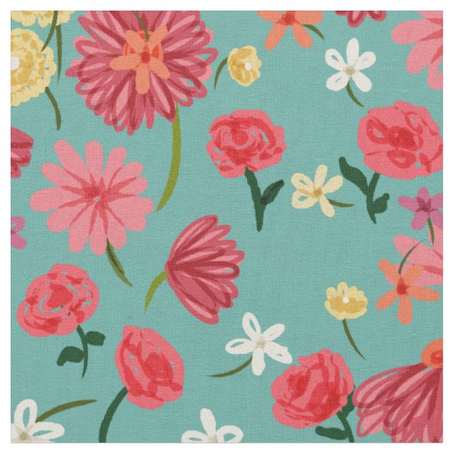 Tecido Flores bonito cor-de-rosa das Petições em Aqua (Detalhe)