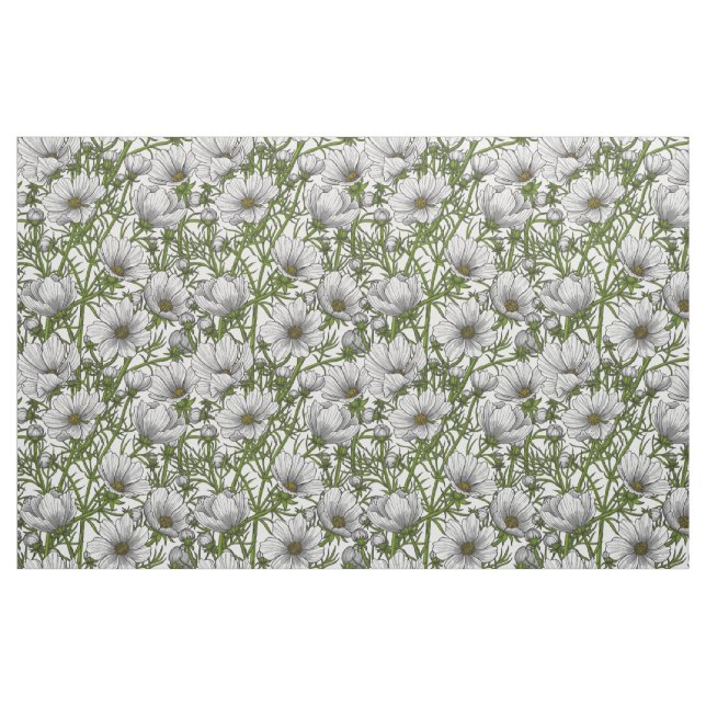 Tecido Flores brancas do cosmos (Fat Quarter)