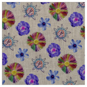 Tecido Flores Coloridas Boho Floral Natureza Diversão em