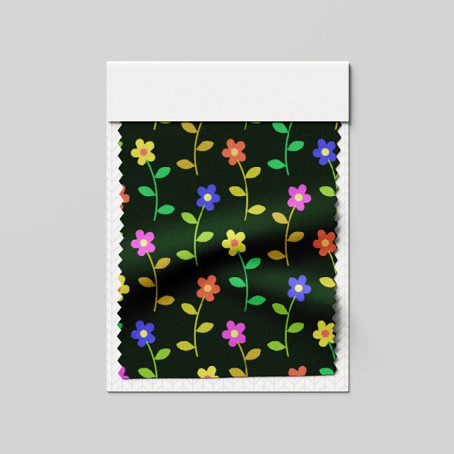 Tecido Flores Coloridas, Padrão Floral, Verde, Boho (Criador carregado)
