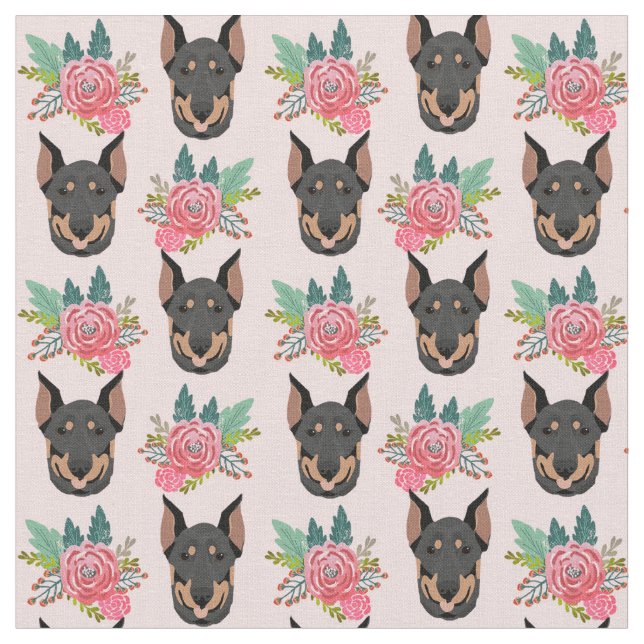 Tecido Flores cor-de-rosa para cães doberman (Detalhe)