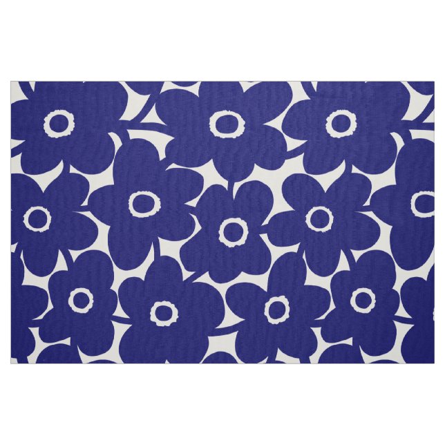 Tecido Flores corajosas - azuis marinhos profundos (Fat Quarter)