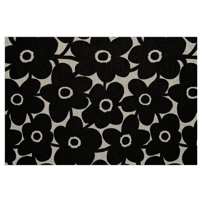 Tecido Flores corajosas - preto (Fat Quarter)