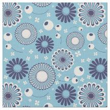 Flores de Azul Moderno e Creme Retroativas Padrão