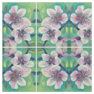 Tecido Flores De Cereja Flores De Flor Pintado De Água