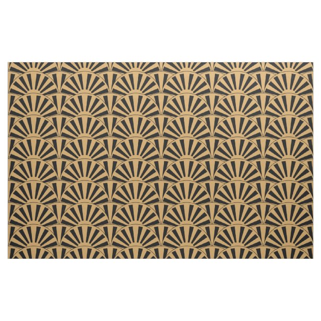 Tecido Flores de Deco de Arte Dourada e Negra Motif (Fat Quarter)