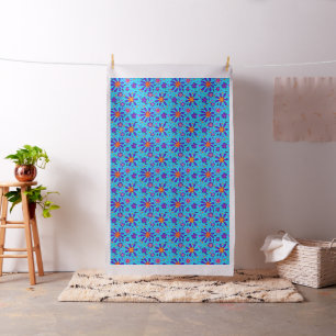 Tecido Flores de Estilo Azul Brilhante