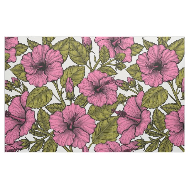 Tecido Flores de hibisco rosa (Fat Quarter)