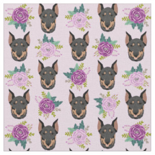 Tecido Flores de lavanda de cães doberman