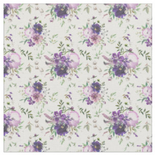 Tecido Flores de Lavanda em Aquarela Floral Roxa 