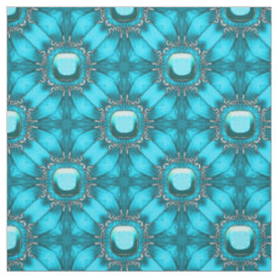Tecido Flores de Metal Azul Teal com Padrão de Gems