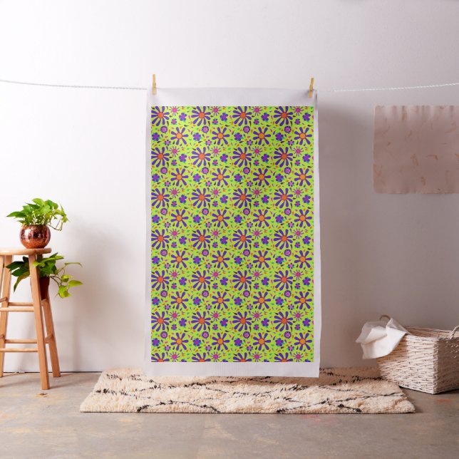 Tecido Flores de Mod em Repetição Grande de Peridot (In Situ)