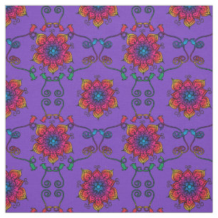 Tecido Flores de Paixão Roxo   Estilo de Boho