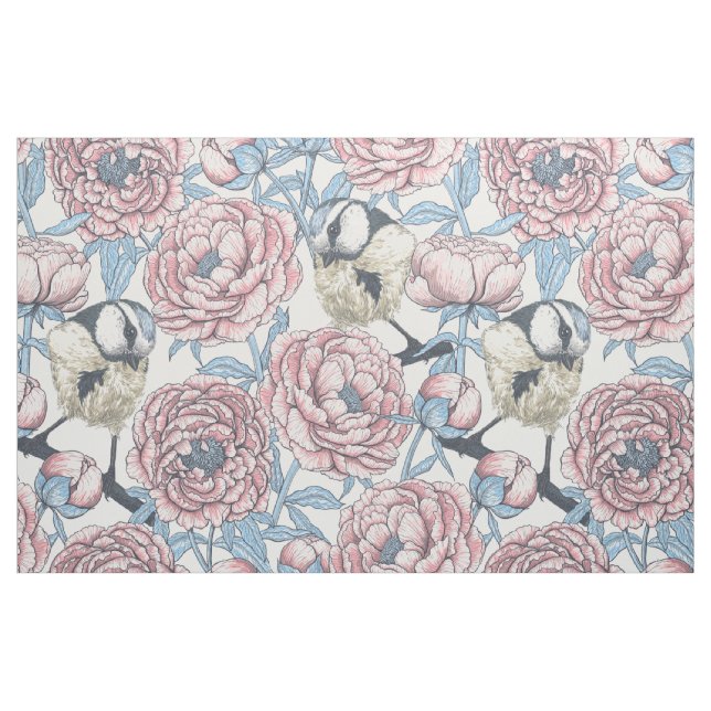 Tecido Flores de pedras e aves (Fat Quarter)