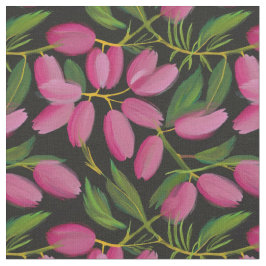 Tecido Flores de primavera em fundo preto