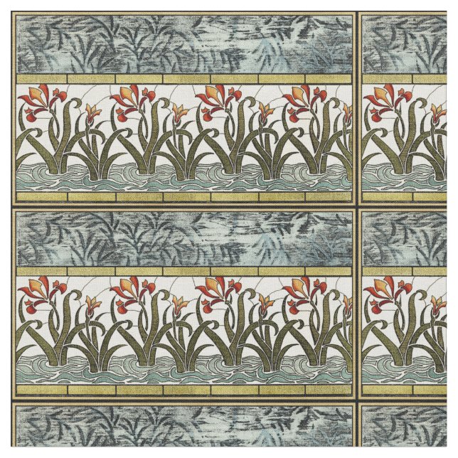 Tecido Flores de vidro manchadas com borda de estanho (Detalhe)