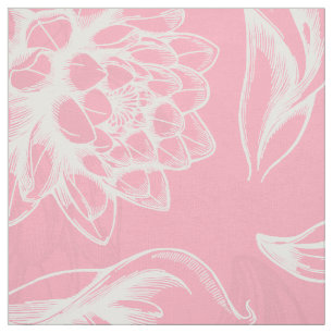 Tecido Flores De Vintagem Brancas E Rosa