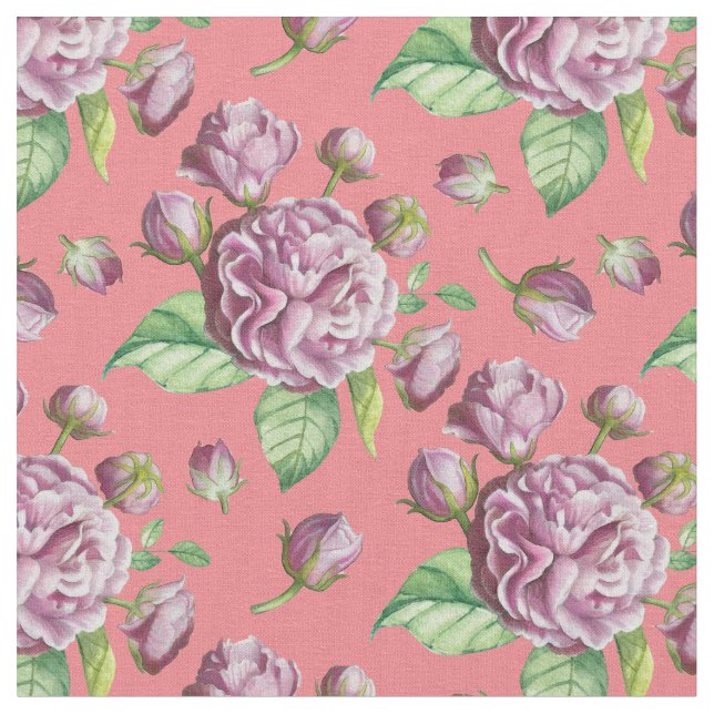 Tecido Flores do Jardim de Camélias Rosa (Detalhe)