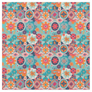 Tecido Flores e Mandalas dos anos 60