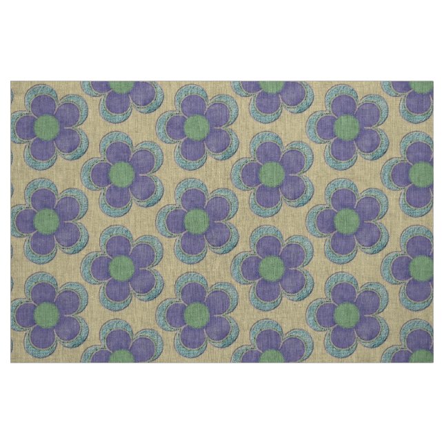 Tecido Flores em camadas (chaleira/púrpura/verde) (Fat Quarter)