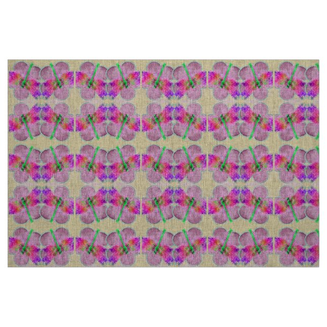 Tecido Flores em libélulas (rosa a rosa) (Fat Quarter)