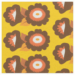 Tecido Flores Marrons Retro