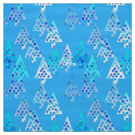 Tecido Flores modernas árvores de Natal - azul-céu
