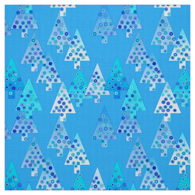 Tecido Flores modernas árvores de Natal - azul-céu (Modelo)