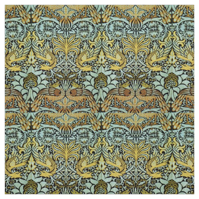 Tecido FLORES, PEACOCKS E DRAGÕES, Cinzas amarelas castan (Modelo)