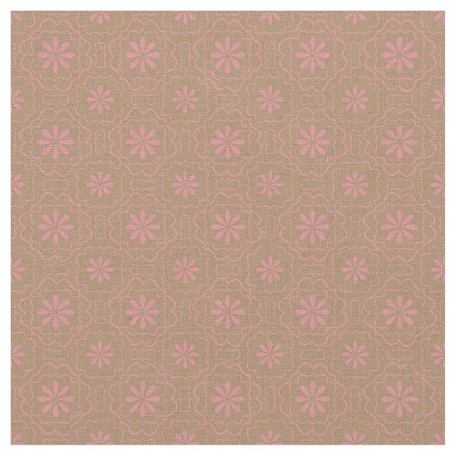 Tecido Flores Rosa Castanho-Claro | Padrão de bloqueio fl (Detalhe)