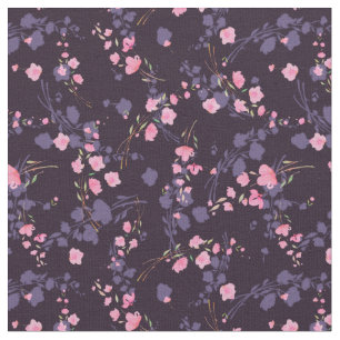Tecido Flores rosa suaves de sakura sobre fundo escuro