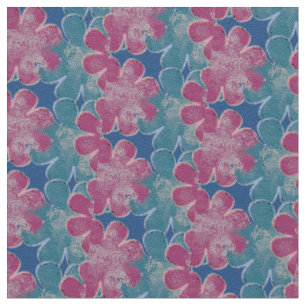 Tecido Flores Rosa-Teal e Azul