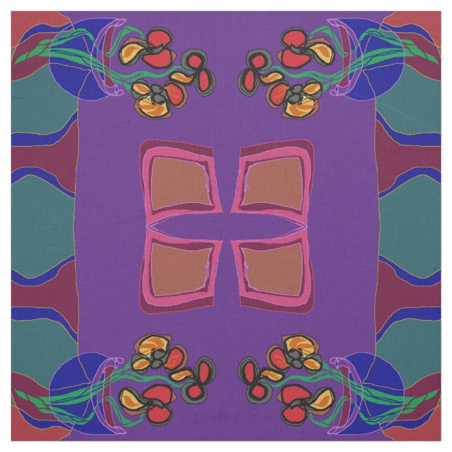 Tecido Flores roxo/ verde /laranja /amarelo>Tecido (Modelo)