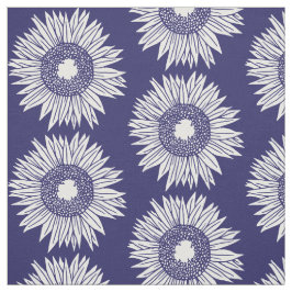 Tecido Flores Rústicas do Sol Padrão Azul e Branco Floral