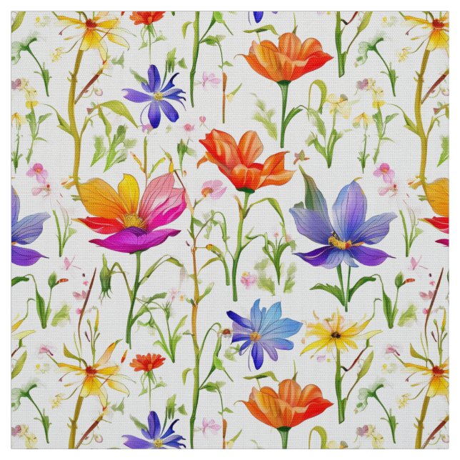Tecido Flores selvagens coloridas num campo (Modelo)