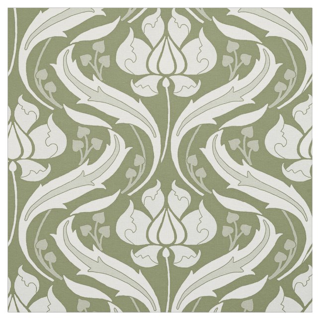 Tecido Flores selvagens Damask Olive Green (Modelo)