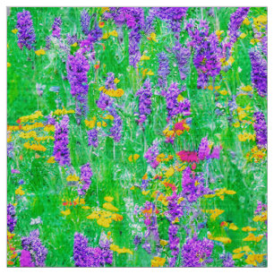 Tecido Flores selvagens de verão num campo verde