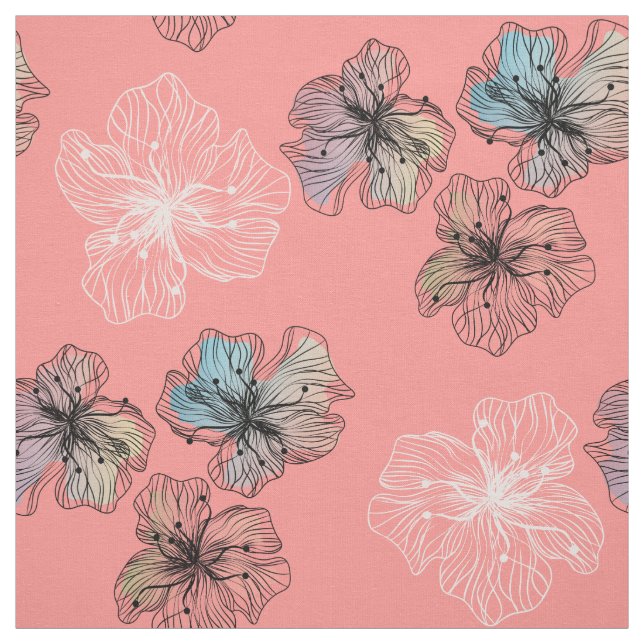 Tecido Flores sem esboços, flores abstrato modernas (Modelo)