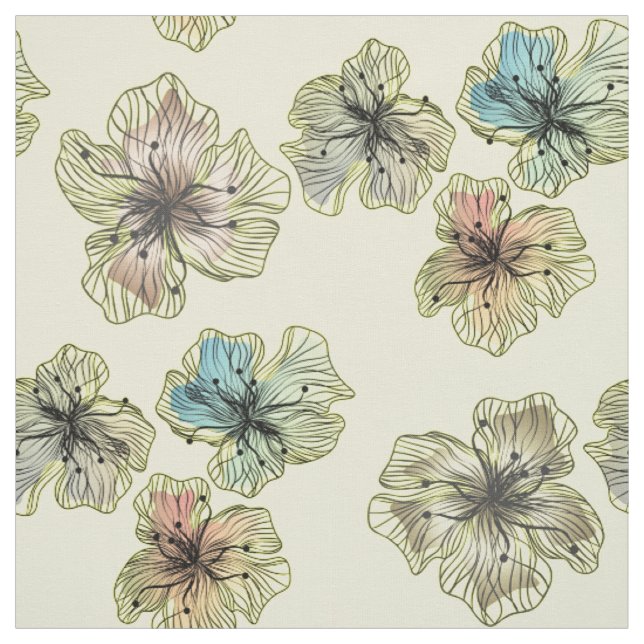 Tecido Flores sem esboços, flores abstrato modernas (Modelo)