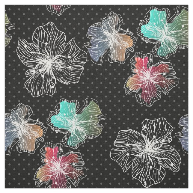 Tecido Flores sem esboços, flores abstrato modernas (Modelo)