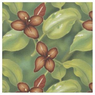 Tecido Flores tropicais castanhas