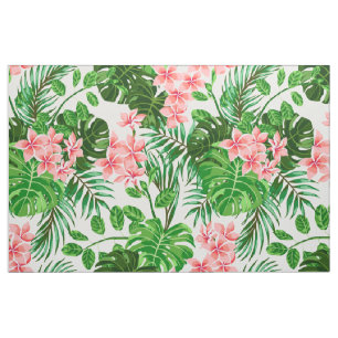Tecido Flores Tropicais Da Selva Floral Rosa Hibiscus
