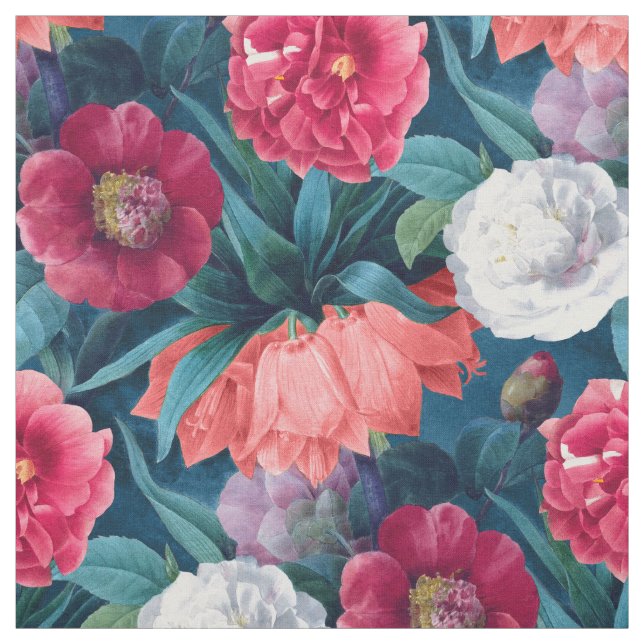 Tecido Flores Vermelhas, Rosa e Branca e Flores de Lily (Modelo)