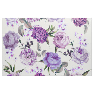 Tecido Flores violetas femininos elegantes do roxo do
