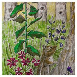 Tecido Floresta de Chipmunk
