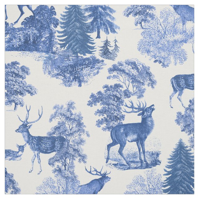 Tecido Floresta Elegante Azul-Toile (Modelo)
